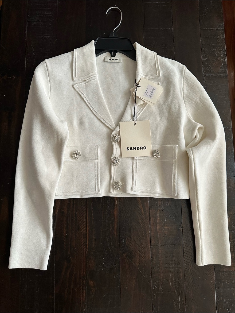 SANDRO Crop knit jacket white NWT